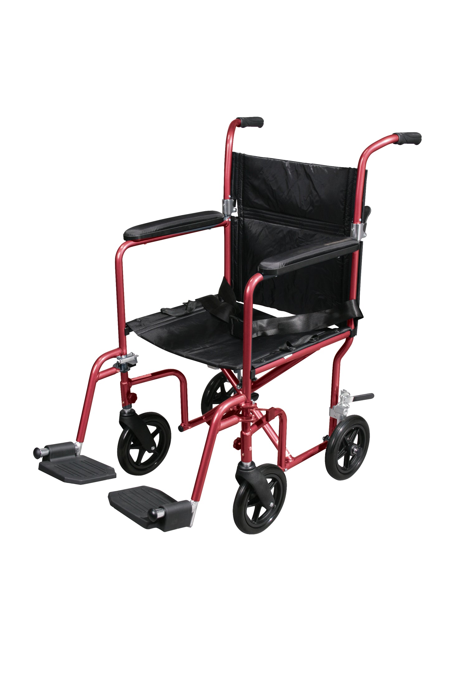 Drive Medical Flyweight Lightweight Transport Wheelchair Removable Wheels Red medical supply
