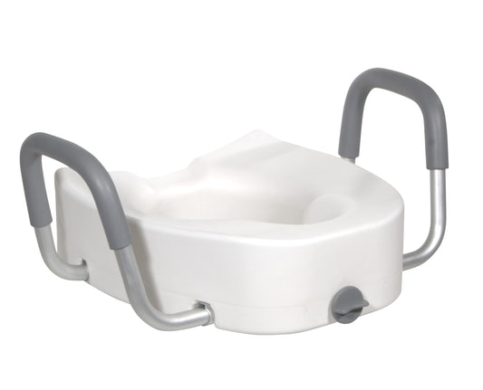 Drive Medical Raised Toilet Seat with Lock and Padded Armrests Elongated medical supply