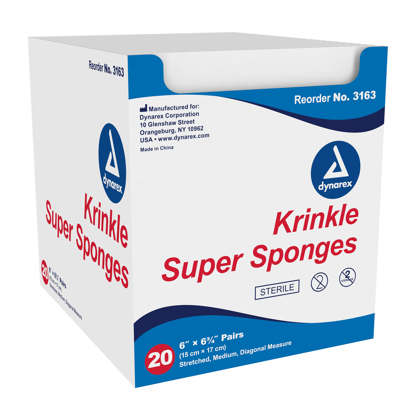Dynarex Krinkle Super Sponges 6" x 6.75" 12/20/cs medical supply