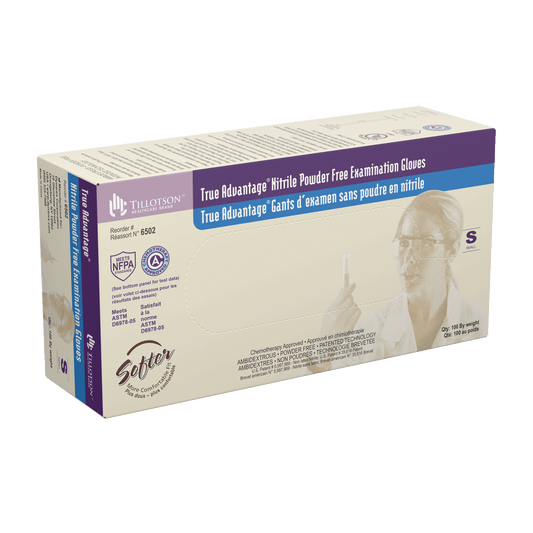 Tillotson True Advantage Nitrile Exam Gloves Small Powder Free 10/100/cs medical supply