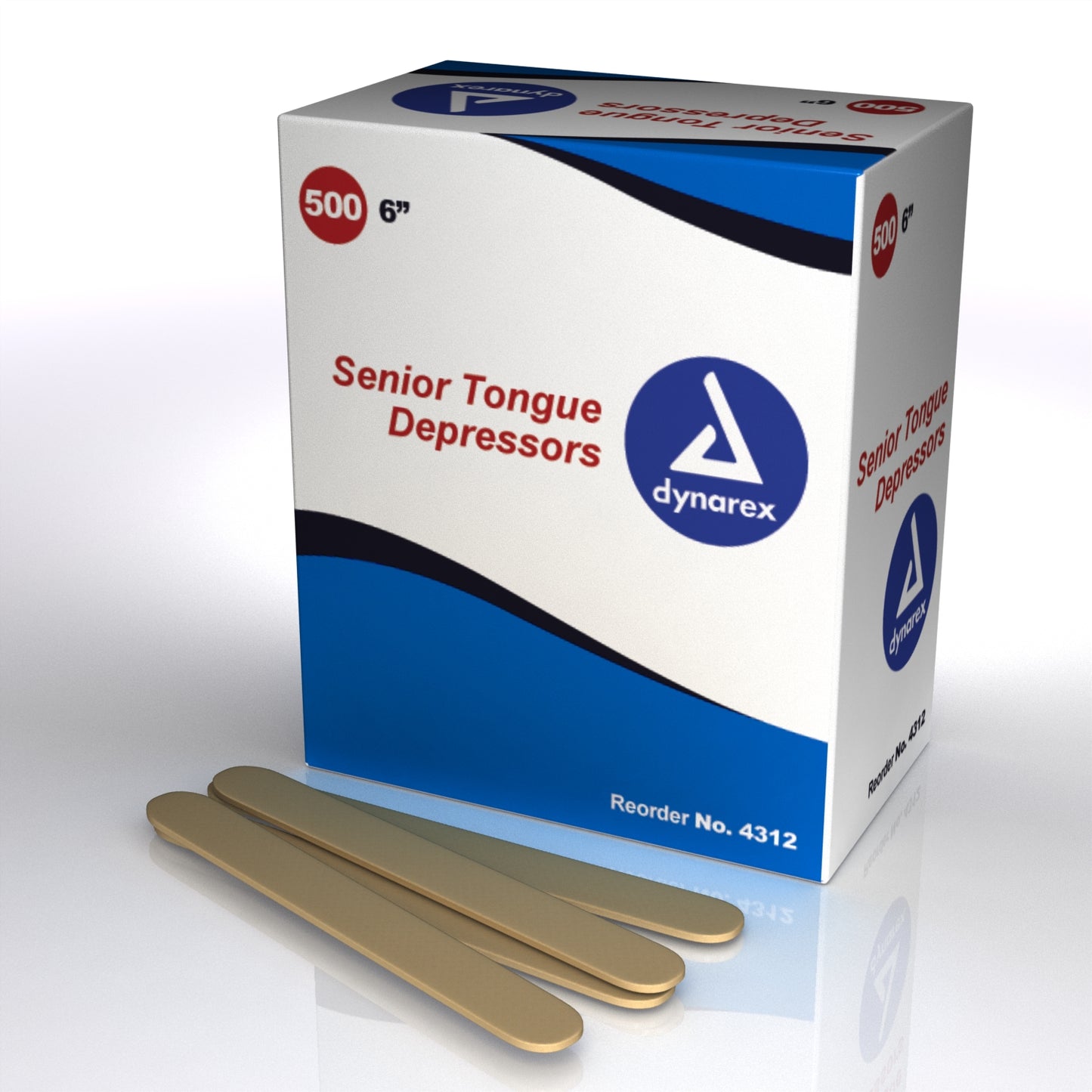 Dynarex Tongue Depressors Wood Non-Sterile 6 in Senior 10/500/cs medical supply