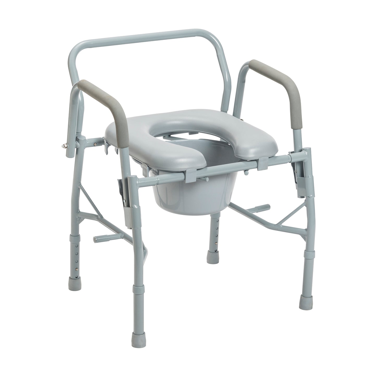 Drive Medical Steel Drop Arm Bedside Commode with Padded Seat and Arms medical supply