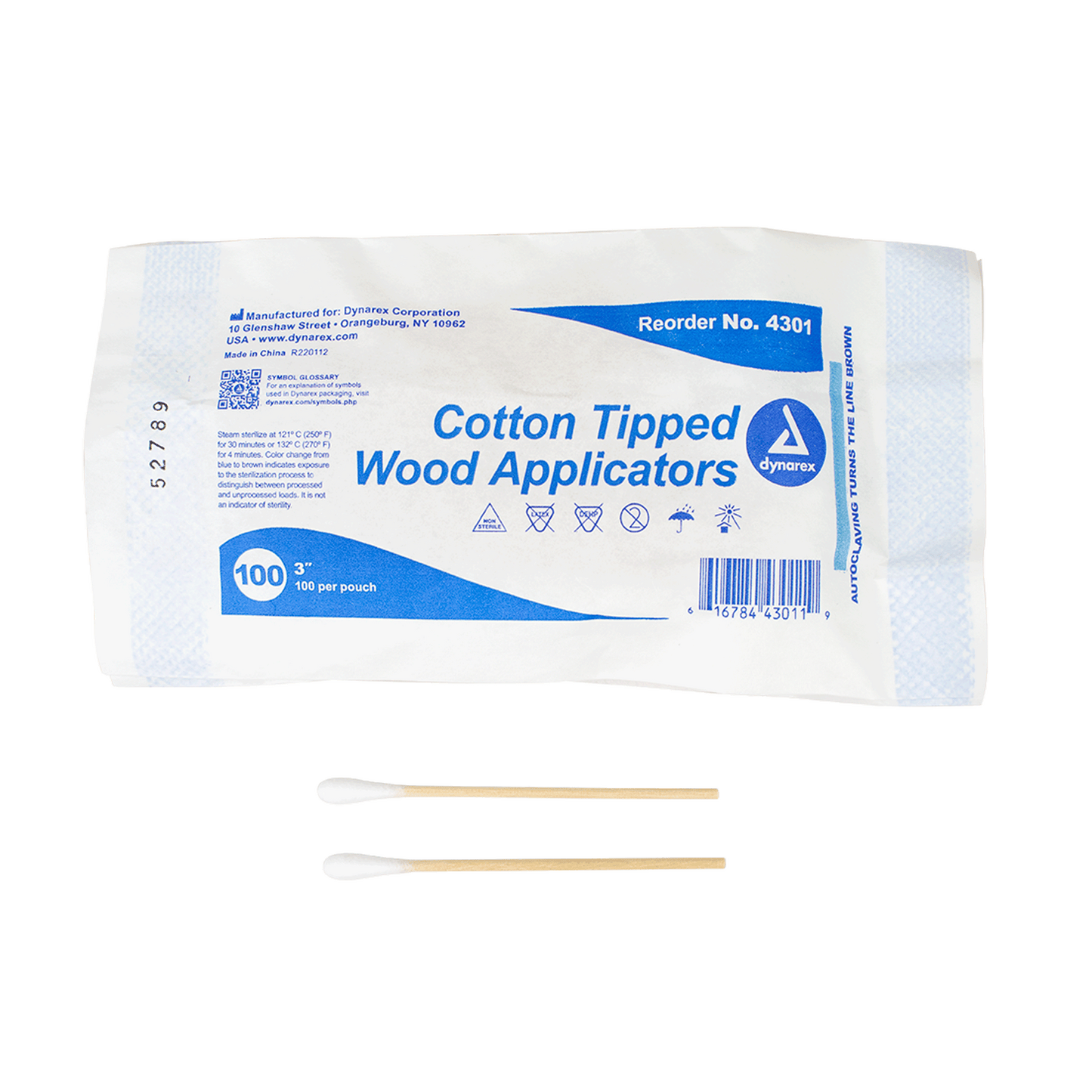 Dynarex Cotton Tipped Wood Applicators Non-Sterile 3 inch Case medical supply