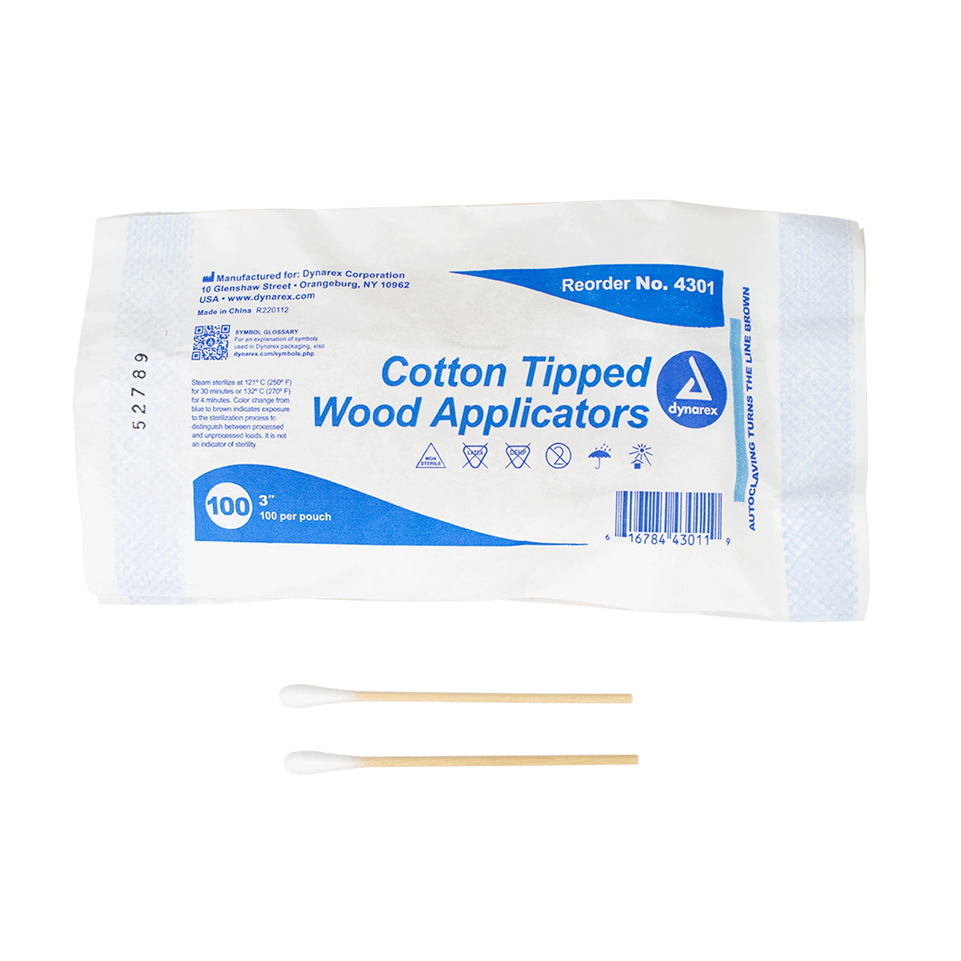 Dynarex Cotton Tipped Wood Applicators Non-Sterile 3 inch Case medical supply
