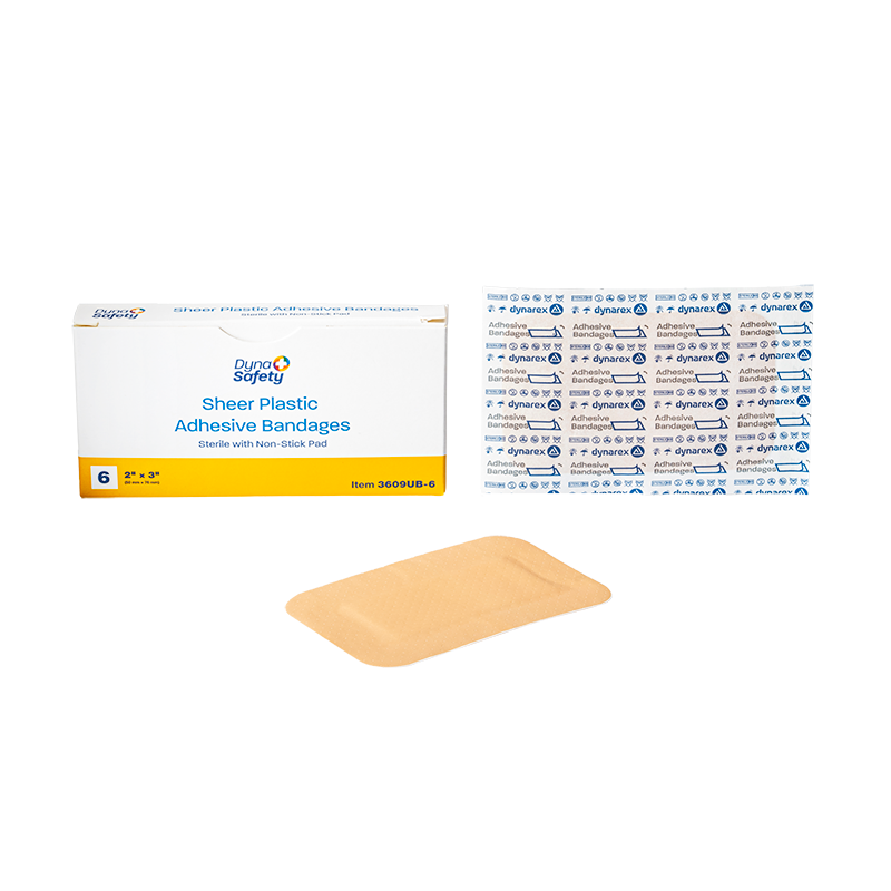DynaSafety Sheer Plastic Adhesive Bandages Sterile 2 x 3 in 100/6/cs medical supply