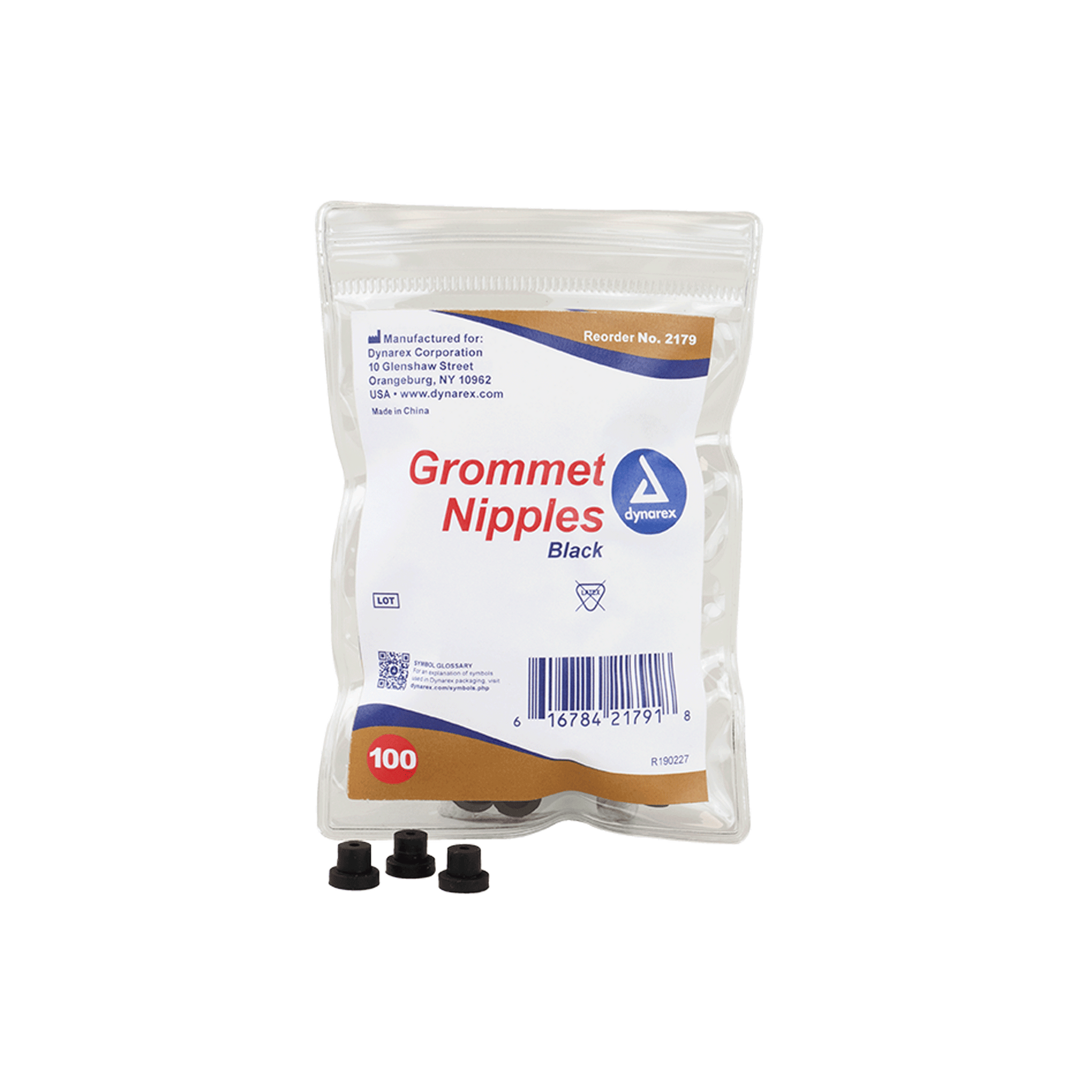 Dynarex Grommet Nipples Black 25/100/cs medical supply