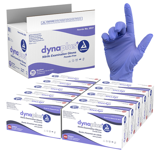 Dynarex DynaPlus Nitrile Exam Gloves Medium Violet Powder-Free Case medical supply