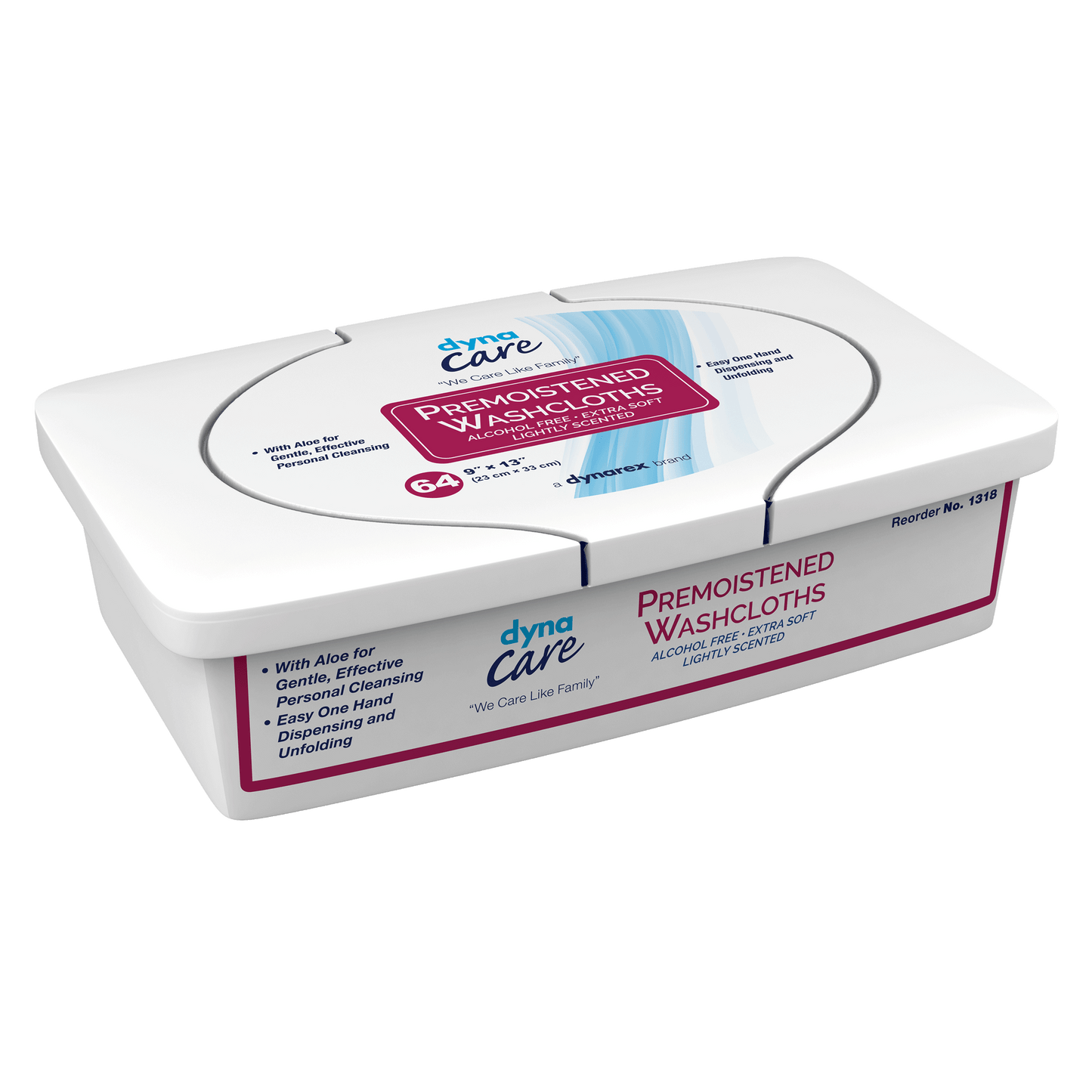 dynaCare Premoistened Adult Washcloths 9in x 13in Tub 8/64 medical supply