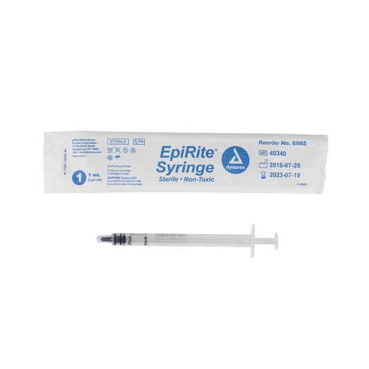 Dynarex EpiRite Luer Slip Syringe 1 cc 10/100/cs medical supply