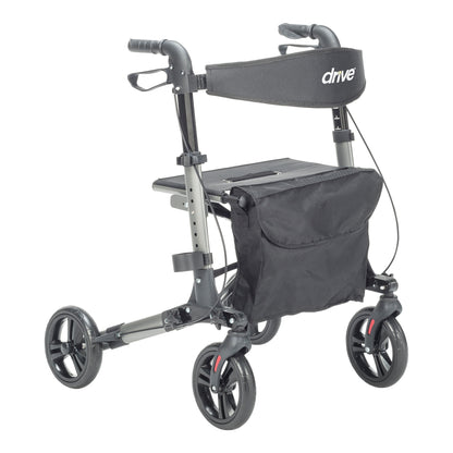 Drive Medical Compact Folding Rollator Rolling Walker Grey Black medical supply