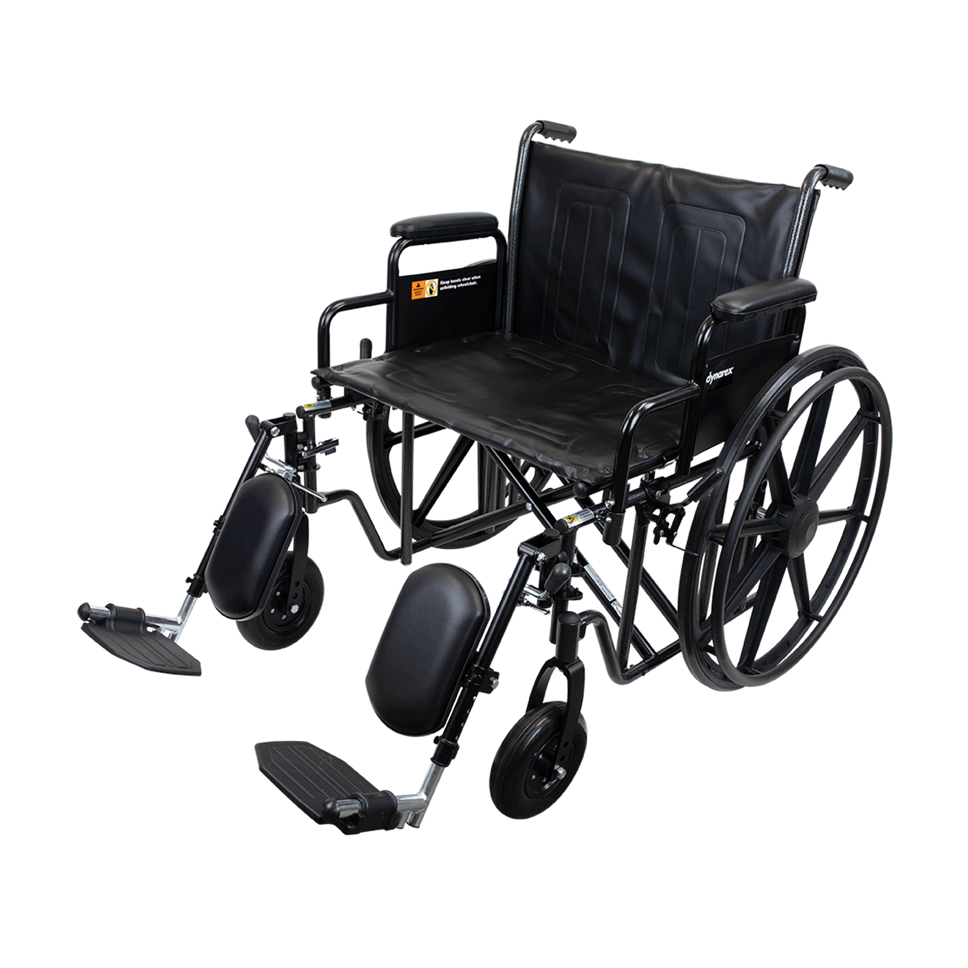Dynarex Bariatric Wheelchair 22 in Desk Arm Elevating Leg Rest Silver Vein medical supply