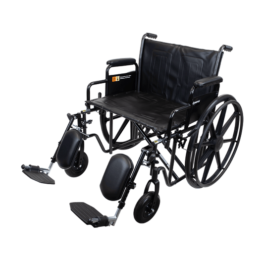 Dynarex Bariatric Wheelchair 22 in Desk Arm Elevating Leg Rest Silver Vein medical supply