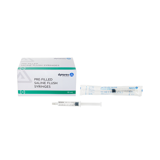Dynarex Pre-Filled Saline Flush Syringe 10mL 16/30 Case medical supply