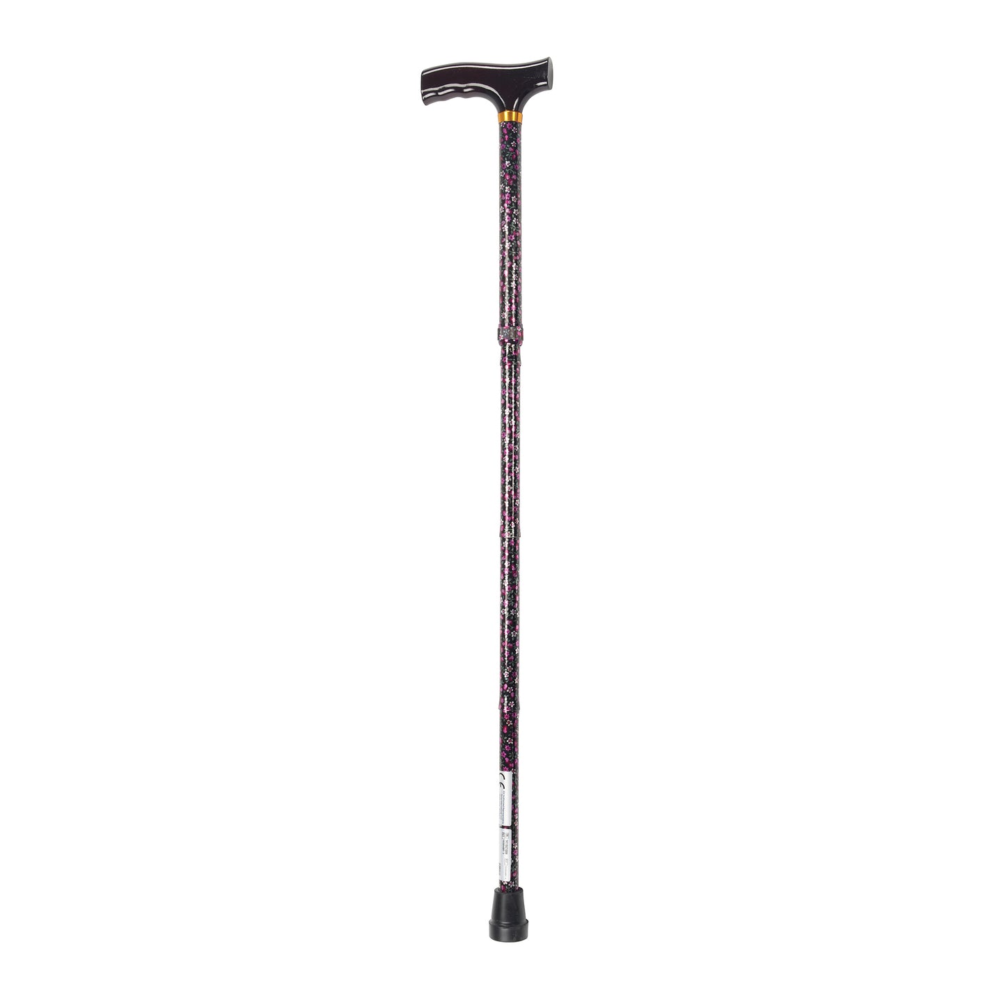 Drive Medical Lightweight Adjustable Folding Cane T Handle Black Floral medical supply