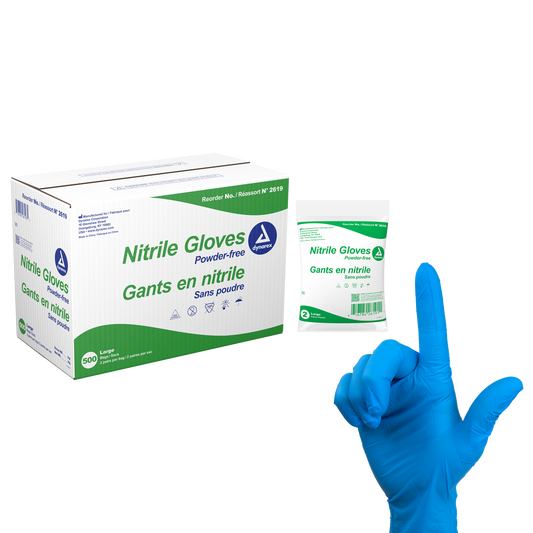 DynaSafety Nitrile Exam Gloves In A Bag X-Large Blue 500/2pr/cs medical supply