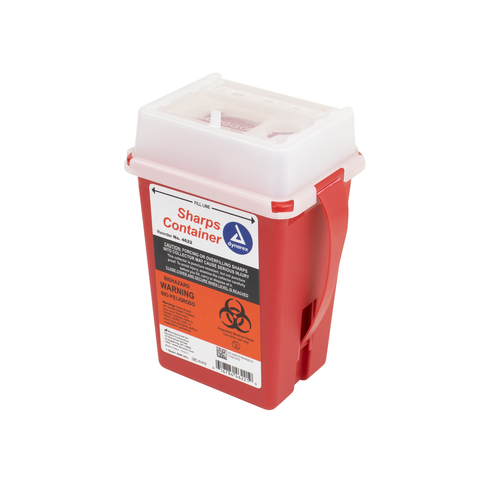 Dynarex 1 Qt Sharps Container Case of 60 medical supply