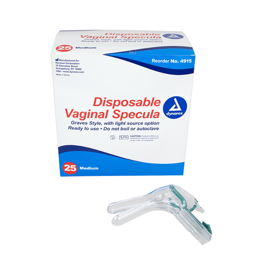 Dynarex Vaginal Specula Disposable with Light Medium 4/25/cs medical supply