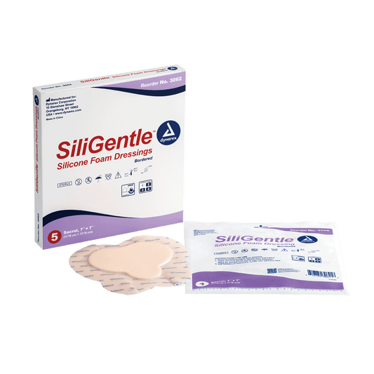 Dynarex SiliGentle Silicone Bordered Sacral Foam Dressing 7"x7" 12/5/cs medical supply