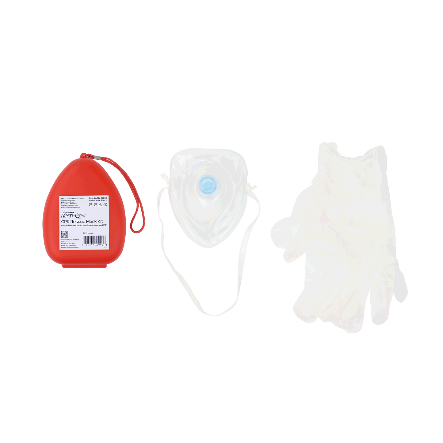 DynaSafety CPR Rescue Mask Kit One-Way Valve Barrier Filter Case of 25 medical supply